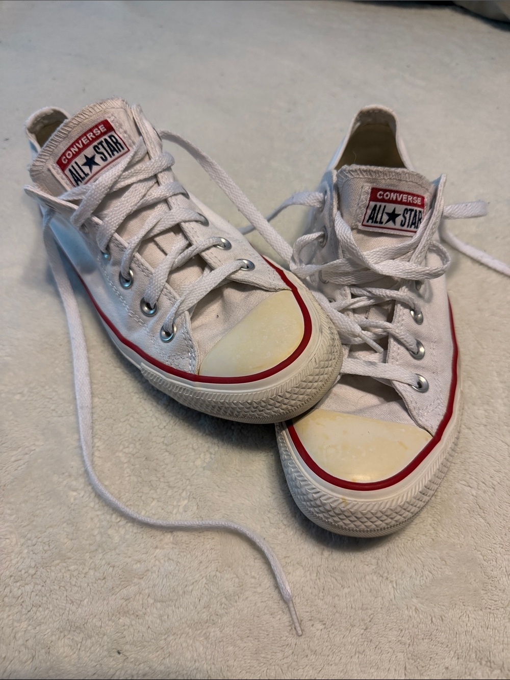 Unisex Converse White and Red Low Top Sneakers